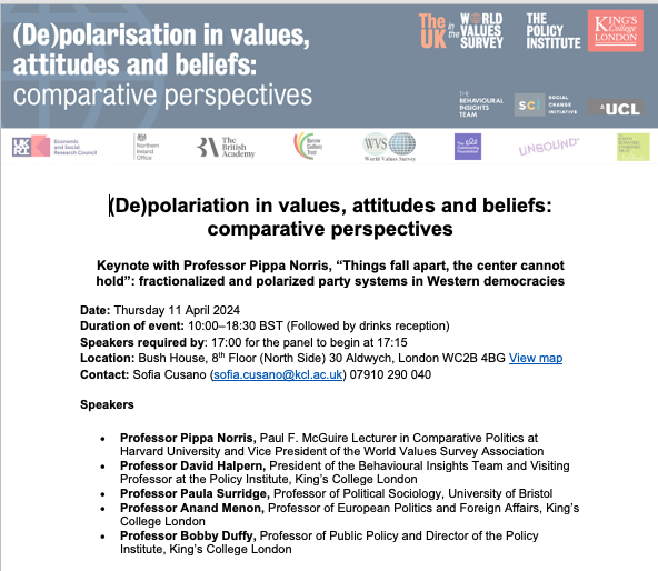 Are European party systems actually polarizing, like developments in the US, as so many fear? Perhaps not...Talk and panel discussion Thurs 11 April 17.00 BST.