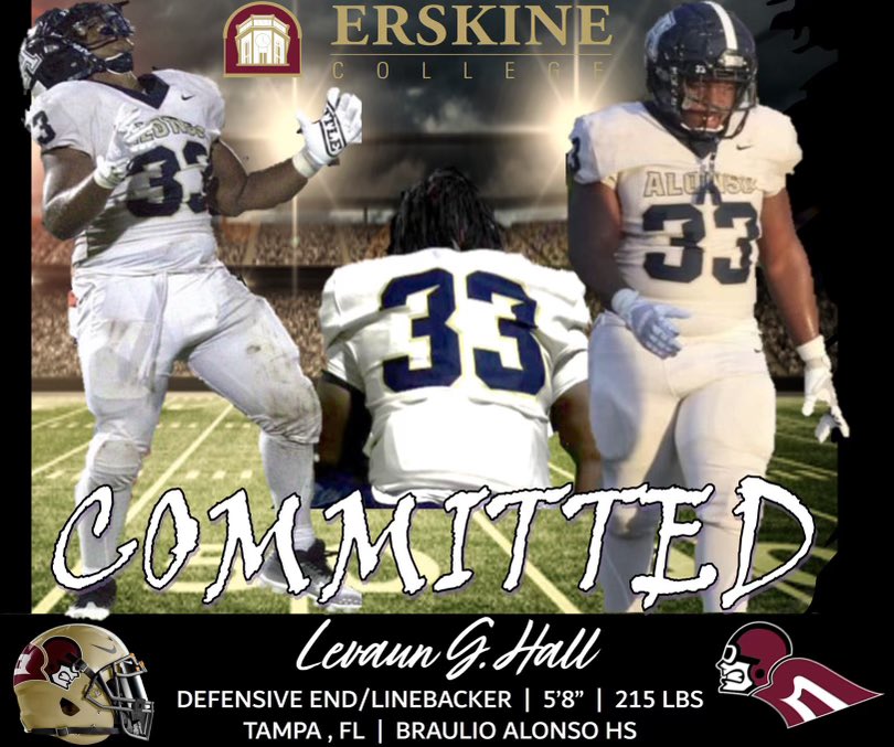 COMMITTED: #AllGloryToGod After heavy prayer and consideration, I’ve officially made my decision to commit to Erskine College and continue my academic and athletic career. I want to thank my parents, siblings, family, friends, and my Alonso Football Family helping mold me into a