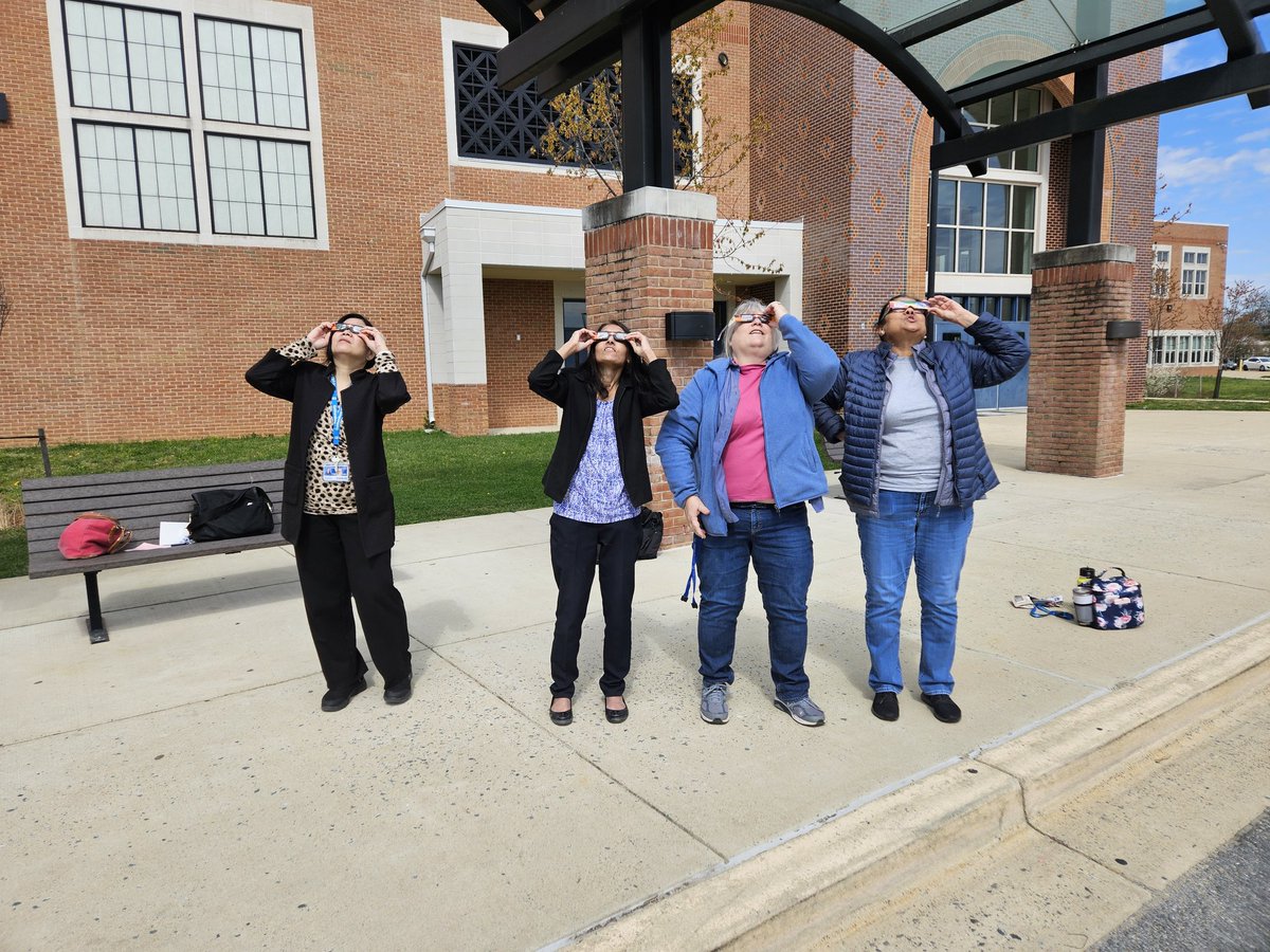 Science teachers watching the eclipse outside Gaithersburg High School #eclipse2024 #gburg4life #scienceisreal