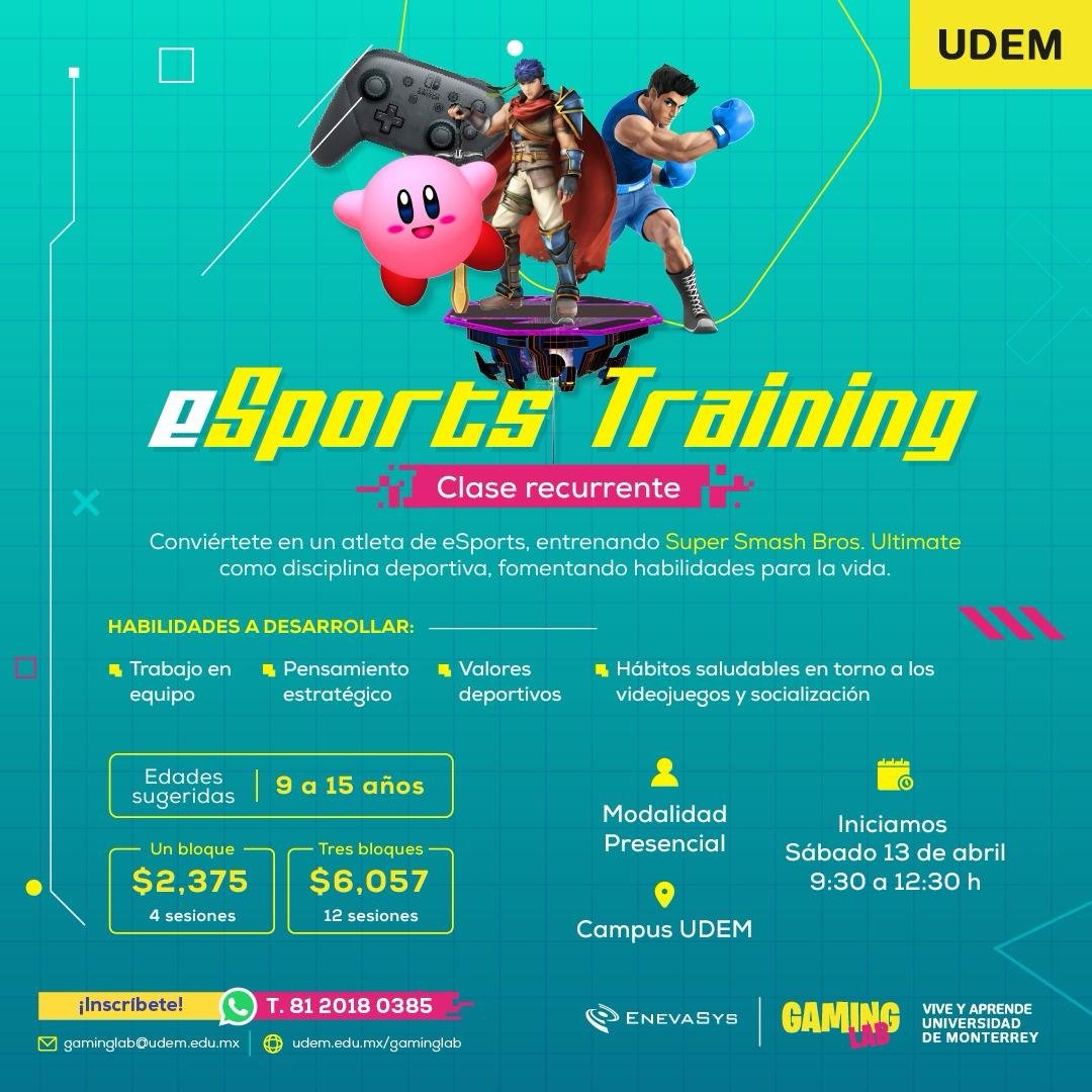 adribejarano's tweet photo. En un mundo donde los videojuegos forman parte integral en la vida de las nuevas generaciones, ¿por qué no aprovechar este pasatiempo para desarrollar habilidades clave para el futuro? ¡Conoce las clases de Gaming Lab UDEM para gamers de 7 a 15 años! Informes Whatsapp: 8120280385 https://t.co/VdTWjVMwwI