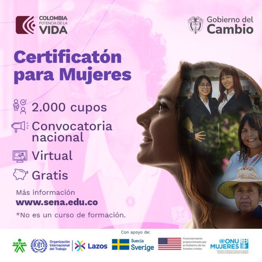 SENAComunica's tweet photo. #Atención 👀

💼 Comprometidos con el cierre de brechas de género, abrimos la 'Certificatón para Mujeres'. 

📚 Son 2️⃣0️⃣0️⃣0️⃣ cupos disponibles para que certifiques tus conocimientos en la labor que desempeñas.

📲 Oferta completa e inscripciones:  https://t.co/60Wmlla4Yb https://t.co/TvkglKknyK