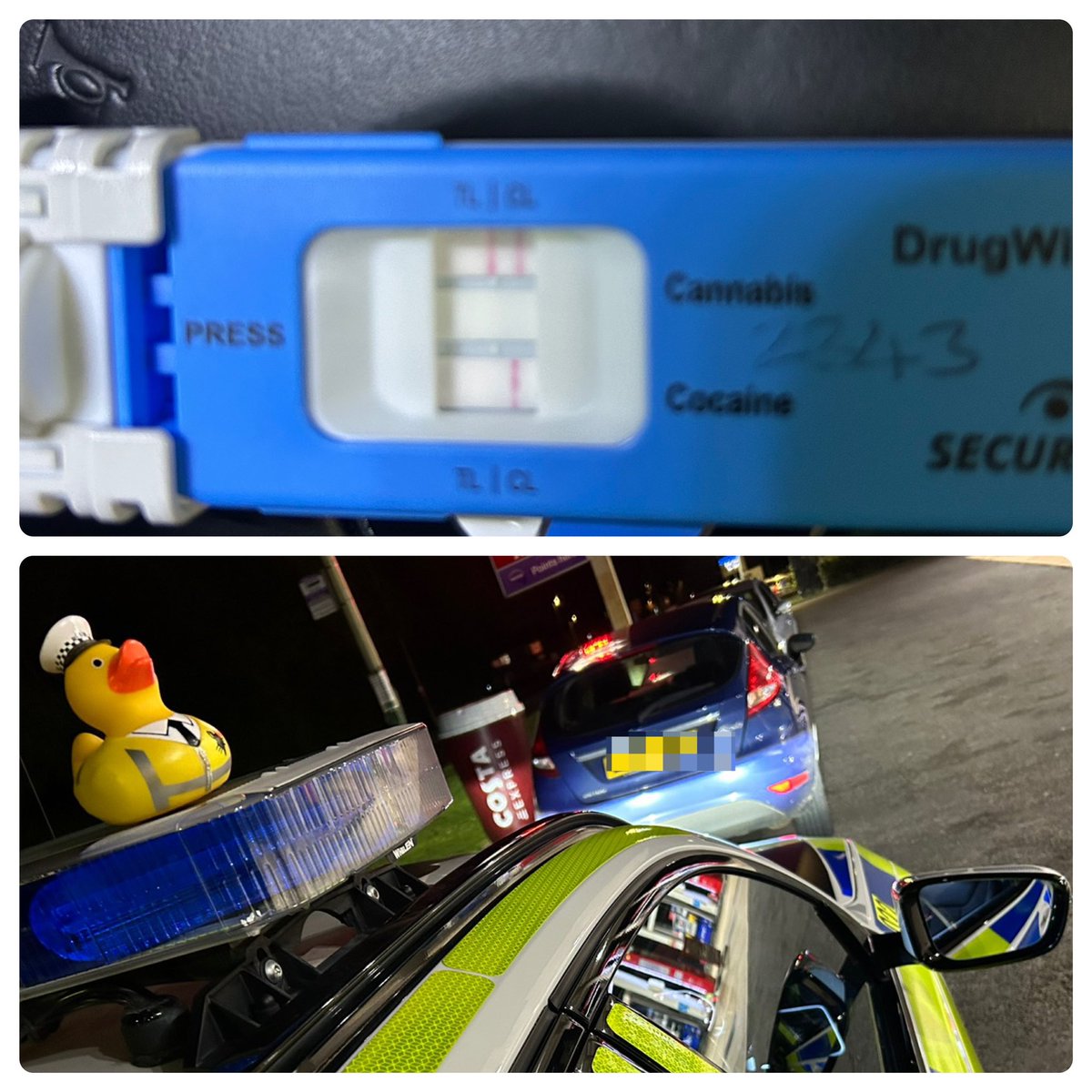 The Fiesta got #RPU’s attention due to being driven at excess speed. The driver was positive for cannabis on a Drug wipe & driving not in accordance with his licence. Now in custody for blood test #arrested #Fatal5 @DrugWipeUK #SharpScratch