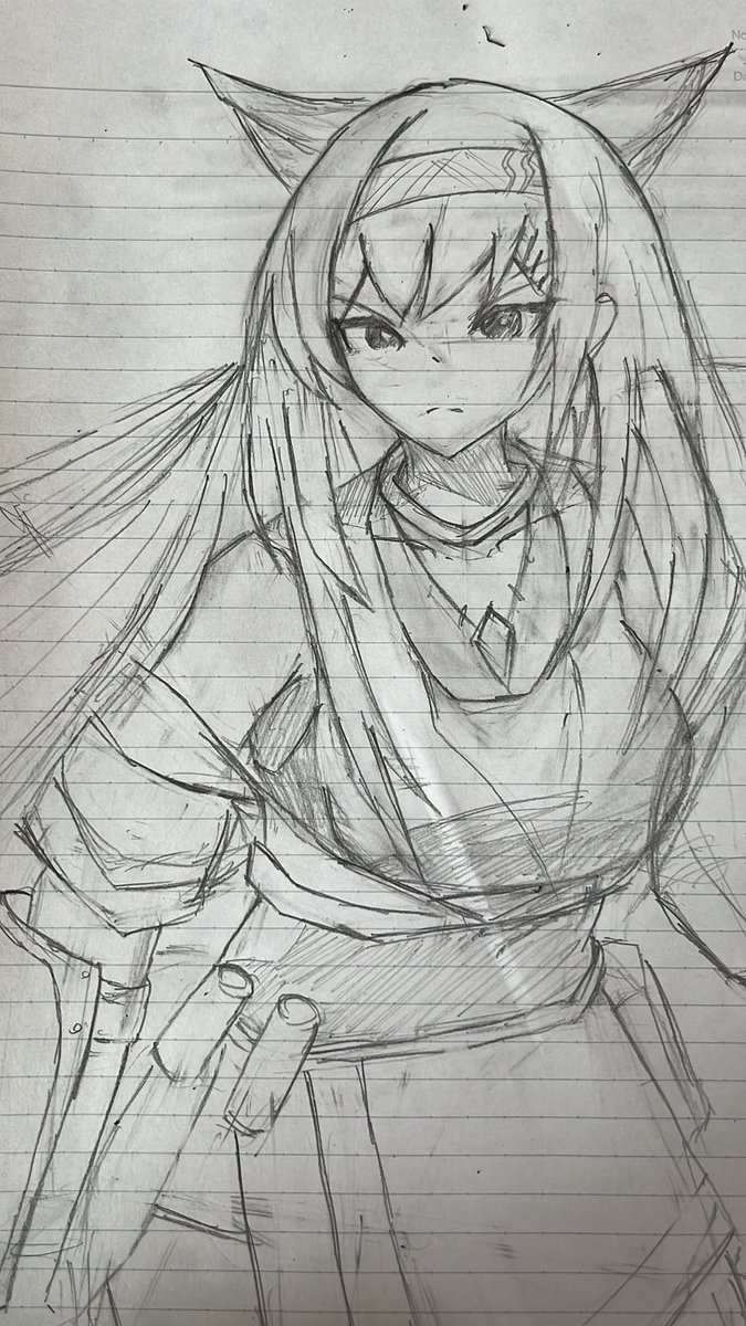 Stellar19191's tweet photo. 模写練習13日目ぐらい！
最近昇進出来たホルン隊長を描きました！
 #模写イラスト  #アークナイツ https://t.co/1on6Yq4wnu