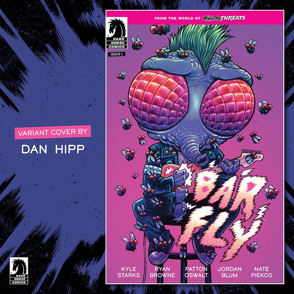Get ready to laugh your ass off and eat $#!% in Twilight City! 🪰 Bar Fly #1 has got some amazing cover artists joining the creative team @pattonoswalt , @BlumJordan , Kyle Starks, and @RyanBrowneArt Bar Fly #1 releasing July 10th. FOC: May 27th 🔒