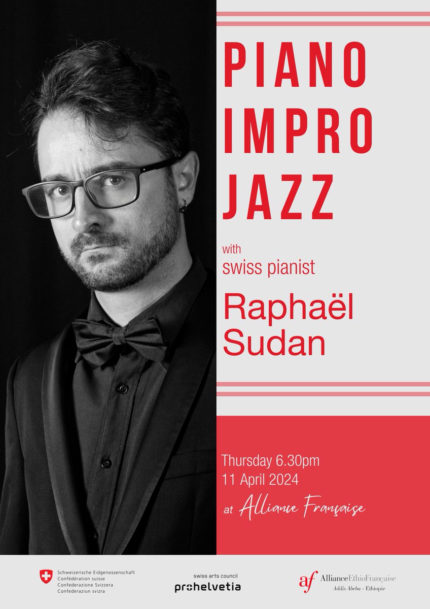 Join us this Thursday 11.04. for an impro-jazz concert with🇨🇭pianist Raphaël Sudan at the📍Alliance Française @aefaddis!🎶🎹