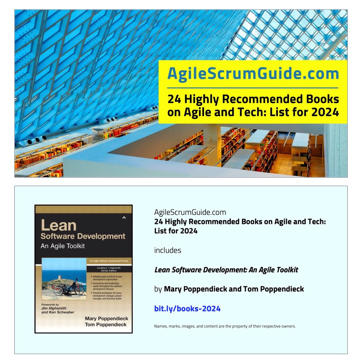 AgileScrumGuide's tweet photo. 24 Highly Recommended Books on Agile and Tech: List for 2024 includes “Lean Software Development.” Details on that acclaimed book — and 23 more exceptional titles — are here: https://t.co/y0RHEVJmWJ.

#Agile #Lean #Tech #Books #Software #LeanSoftware #LeanSoftwareDevelopment