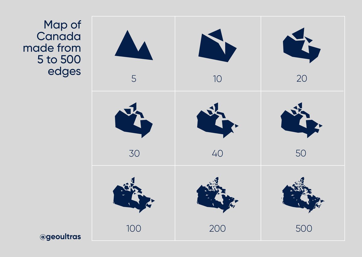 Map of Canada made from 5 to 500+ edges. Credit: geoultras