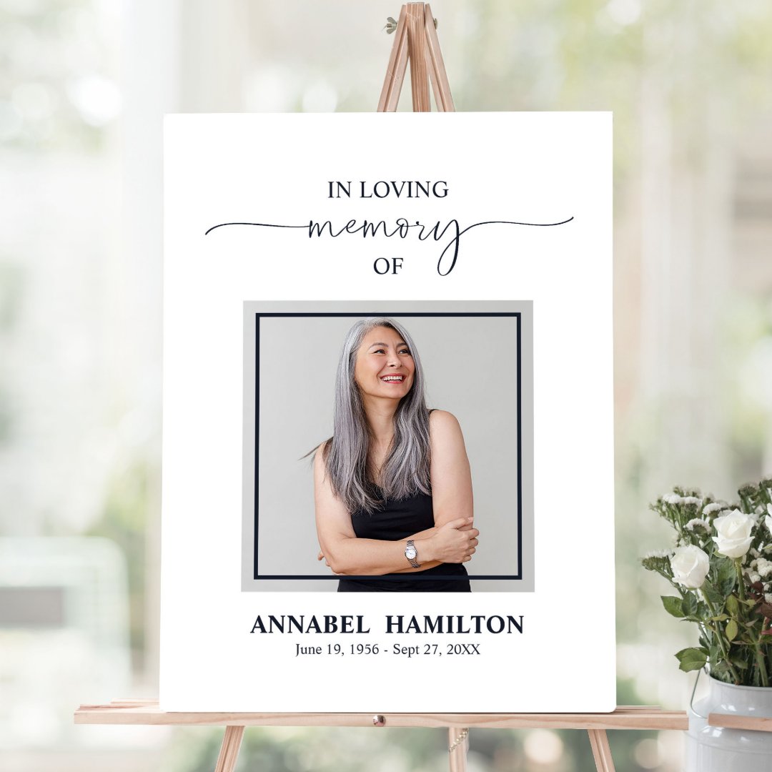 📸✨ Capture the essence of your loved one's journey with a personalized photo welcome sign for their celebration of life. 🌟 Let their memory shine bright and create a heartfelt, cherished tribute.  #CelebrationOfLife 💖 zazzle.com/simple_elegant…