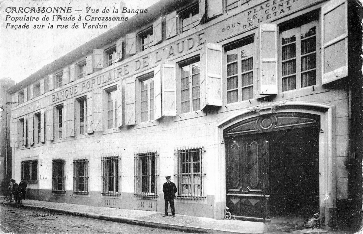 Rue de Verdun dans les années 20, la @BanquePopulaire #Carcassonne