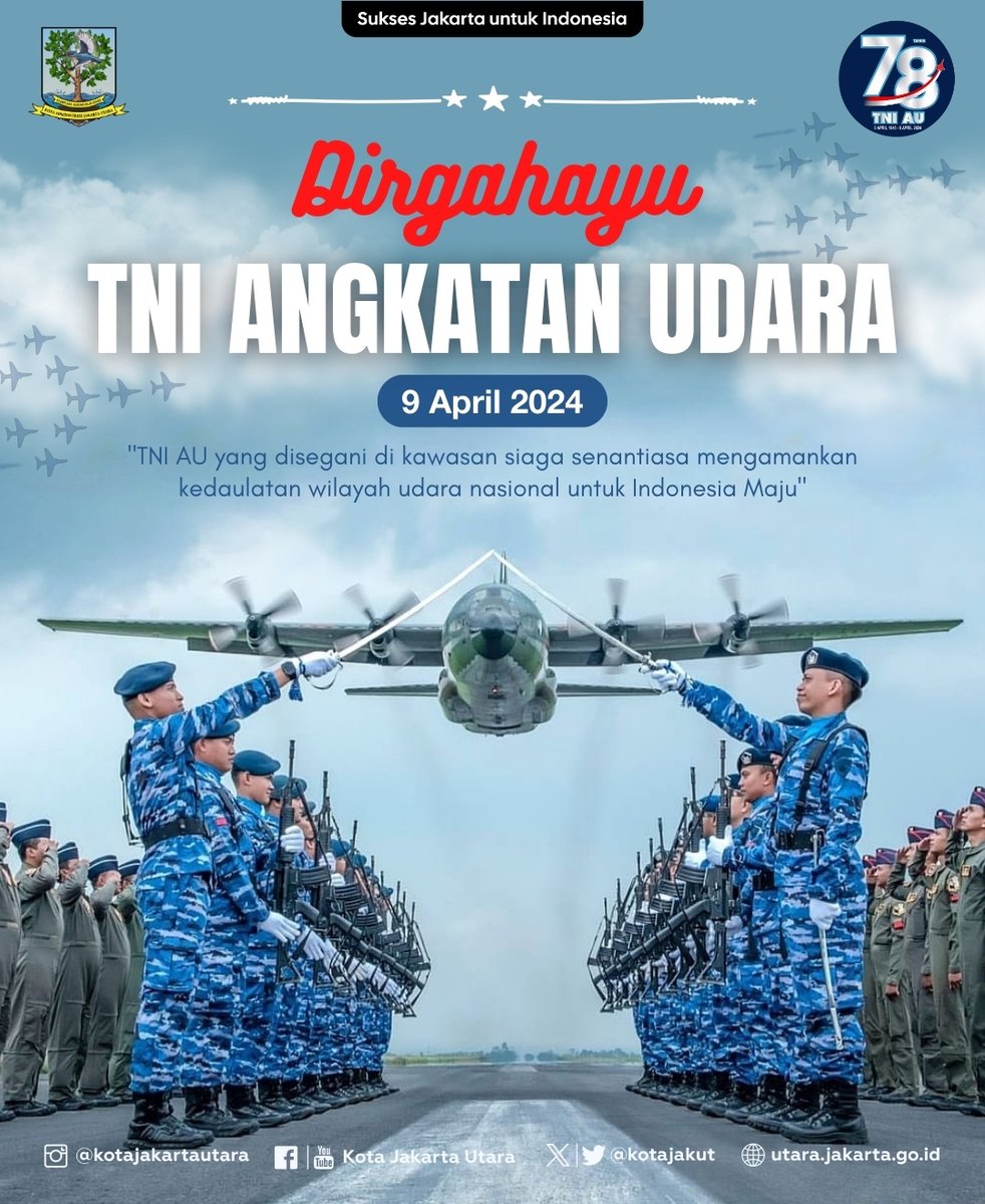 Dirghayu TNI Angkatan Udara. Swa Bhuwana Paksa, jaya selalu di udara!

#PemprovDKIJakarta #PemkotJakut #JakartaUtaraBisa #SuksesJakartauntukIndonesia #JakartaUtara