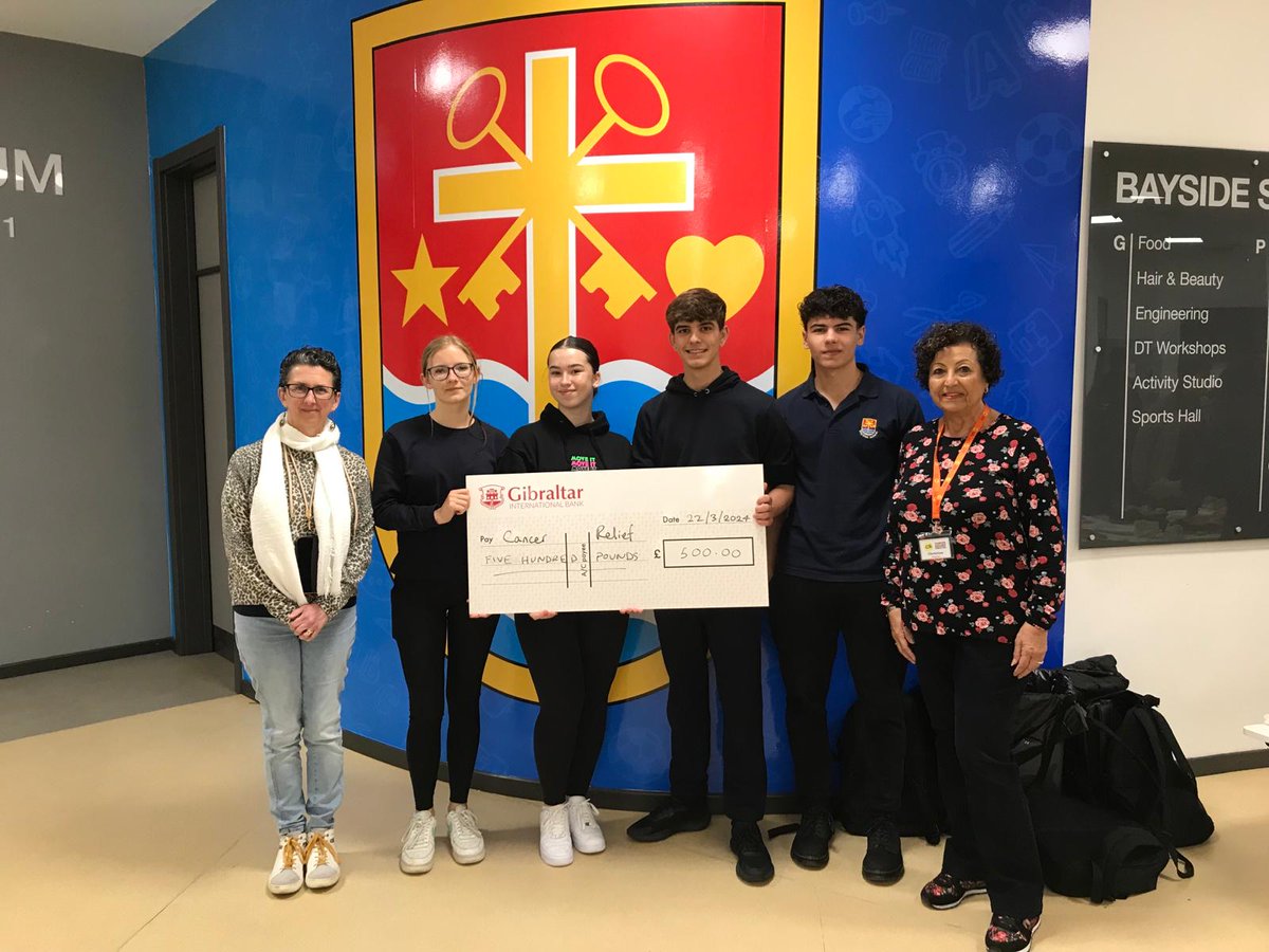 Thank you to our year 11s for raising fund for @cancerreliefgib and @breastcancersupportgibraltar Great to see our young people getting involved to help others.