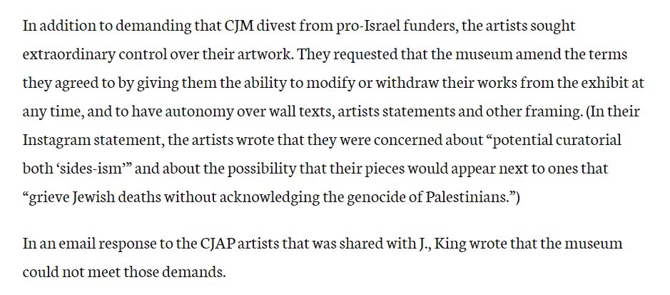 This story is a hilarious example of what narcissists progressive activists are. They submitted the pieces assuming they'd be rejected so they could cry censorship and then the pieces got accepted so they made unreasonable demands to claim victimhood when the museum said no lol