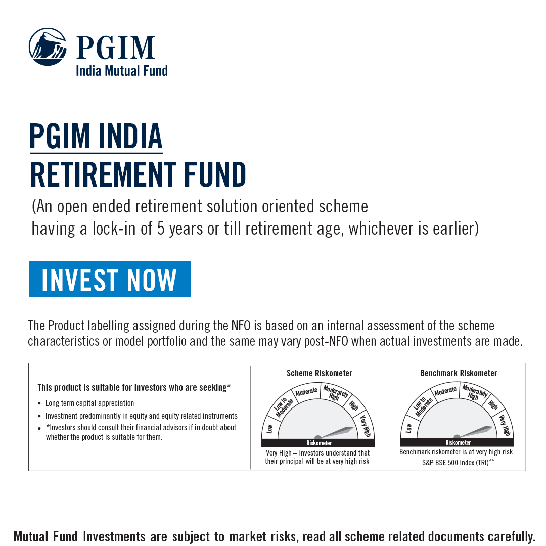PGIM_IndiaMF's tweet photo. Dreaming of a retirement that's anything but retiring?

Invest in PGIM India Retirement Fund - where retirement means renew, recharge, but never retire!

NFO closes today!

Invest Now: https://t.co/gjbl04dNx6 

#PGIMIndiaMutualFund #NFO #MutualFund #MutualFunds #RetirementFund #Retirement #retirementplanning