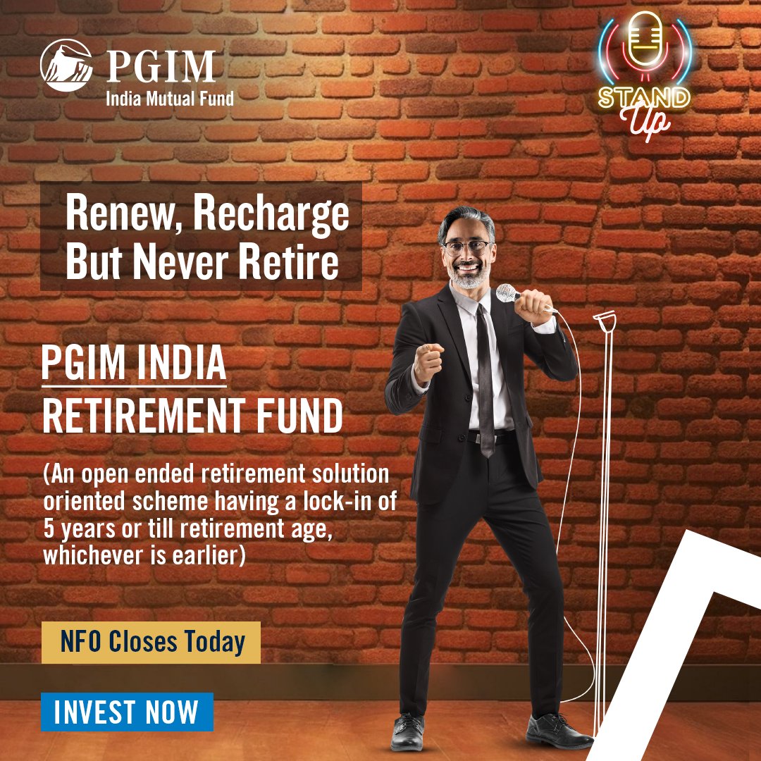 PGIM_IndiaMF's tweet photo. Dreaming of a retirement that's anything but retiring?

Invest in PGIM India Retirement Fund - where retirement means renew, recharge, but never retire!

NFO closes today!

Invest Now: https://t.co/gjbl04dNx6 

#PGIMIndiaMutualFund #NFO #MutualFund #MutualFunds #RetirementFund #Retirement #retirementplanning