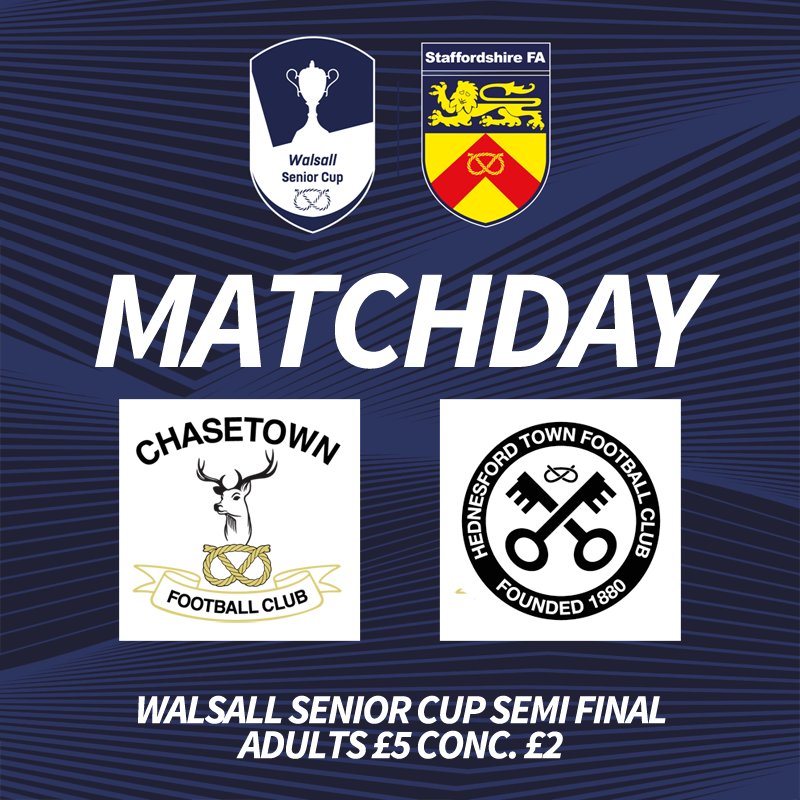 🔵🦌⚽ 𝐌𝐀𝐓𝐂𝐇𝐃𝐀𝐘! ⚽🦌🔵

𝗖𝗼𝗺𝗲 𝗼𝗻 𝘆𝗼𝘂 𝗦𝗰𝗵𝗼𝗹𝗮𝗿𝘀!

🏆 Walsall Senior Cup Semi Final
⚽️ Chasetown vs. Hednesford Town
⌚ KO 7.45pm
🎟 Adults £5, U16/Conc. £2
🏟 The Scholars Ground, Church Street, Chasetown WS7 3QL