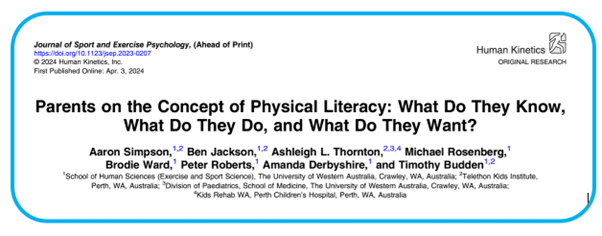 A new paper from the KIDDO team provides novel insight into parents’ engagement with the concept of #physicalliteracy 
"it is evident that despite increased efforts, the concept of physical literacy is not “reaching” parents"
 Read it ahead of print: journals.humankinetics.com/view/journals/…