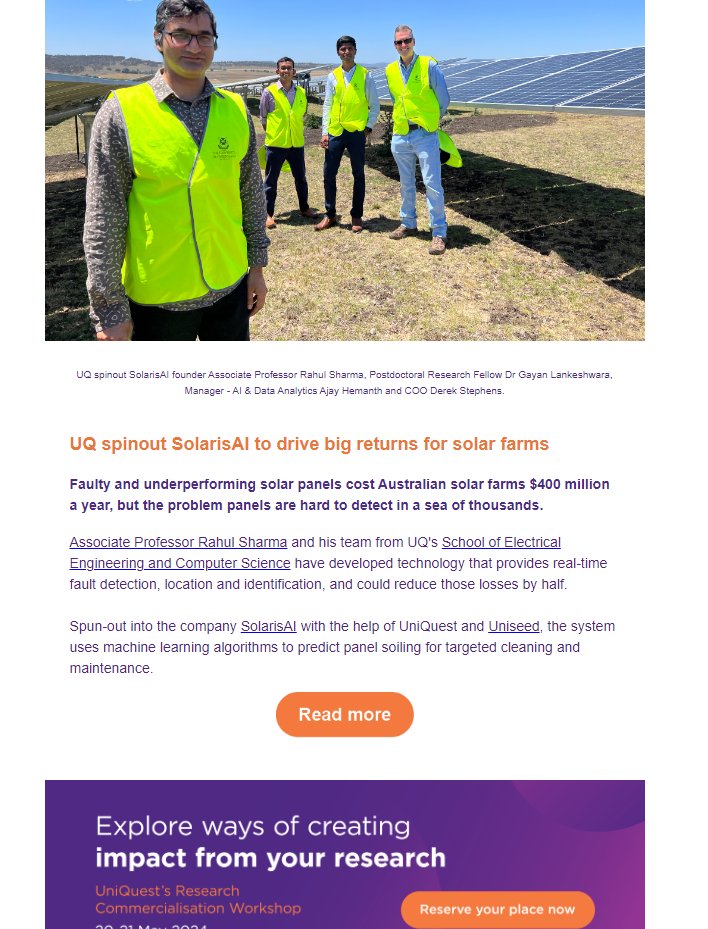 Have you read our latest newsletter? 📰🔊📢

Keep up-to-date on all things commercialisation at @UQ_news and have it land in your inbox every quarter!

All you need to do is subscribe here: lnkd.in/ggzUEbT8

#UQ #researchcommercialisation #techtransfer #createchange
