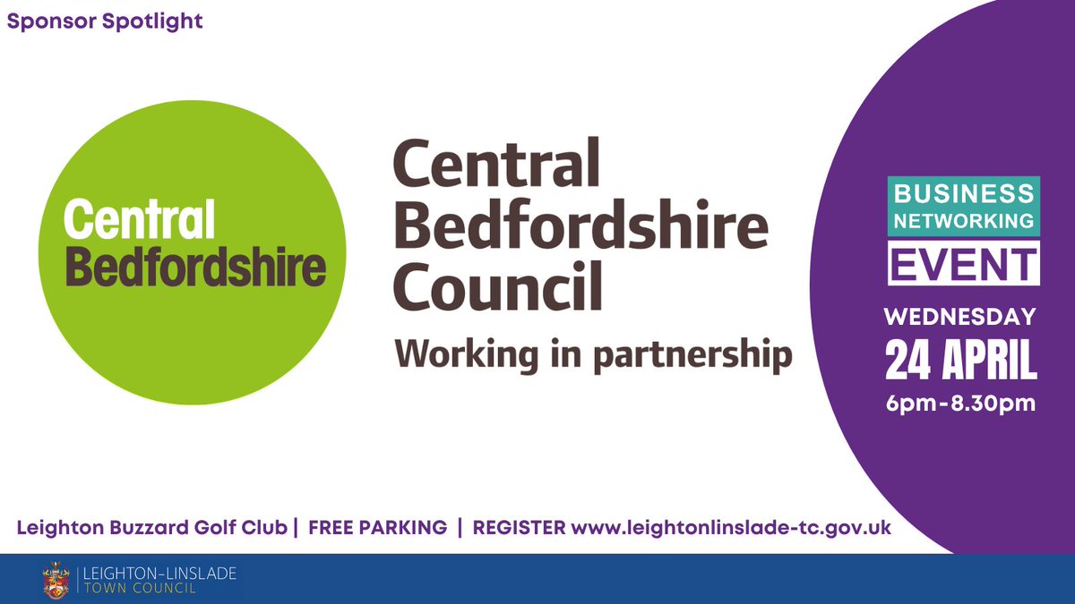 Tuesday’s Business Networking Event Sponsor Spotlight is for @BeCentralBeds who offer support and services for your #CBedsBusiness.
 
Register for your for your free place; leightonlinslade-tc.gov.uk/council_events…
 
#BNE2024 #LeightonBuzzard #LeightonLinslade #Networking #SMEs