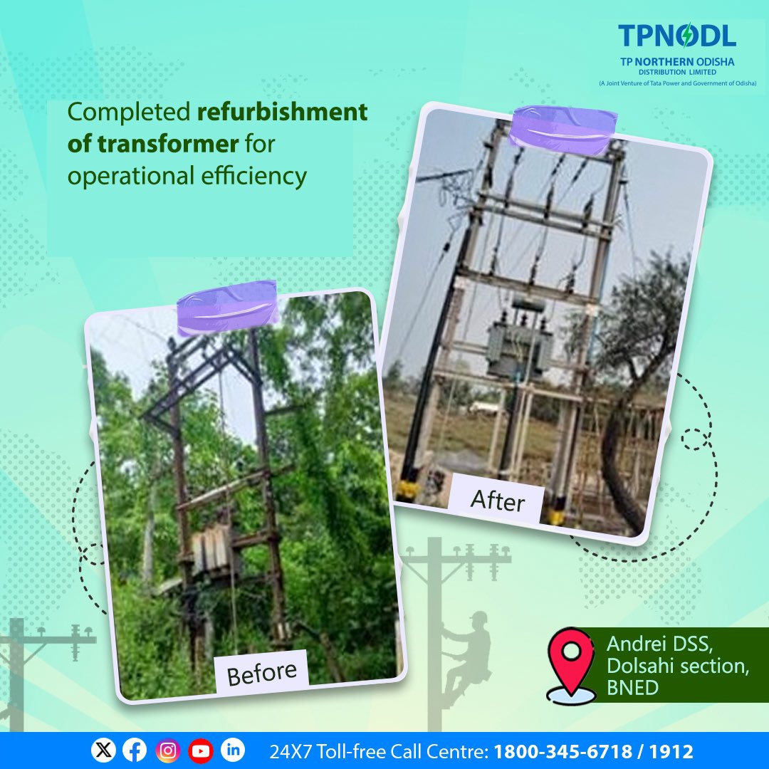 Vegetation clearance is pivotal for infrastructure longevity and seamless operations. Our team successfully carried out transformer cleaning, ensuring reliability for sustained performance.

#ThisIsTataPower #StrengtheningNetwork #PoweringProgress