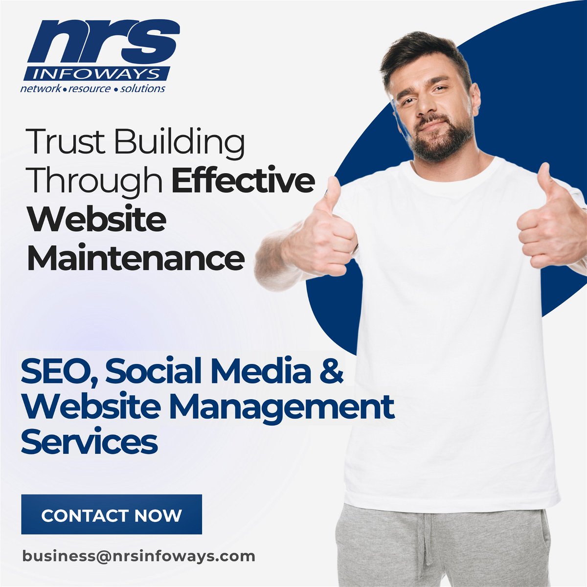 Trust Building Through Effective Website Maintenance

A regularly updated wesite signals professionalism, dedication and builds trust & confidence in your brand.

We can help
Lets discuss business@nrsinfoways.com
#websitemaintenance #trustbuilding #branding #seo #nrsinfoways