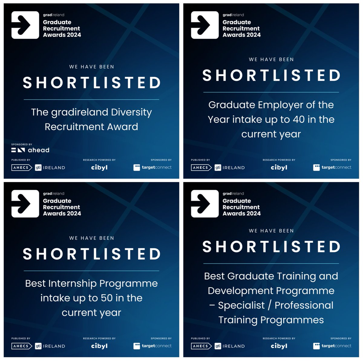 📢 We're excited to share that #FidelityIreland has been shortlisted in the upcoming gradireland Awards in 4 categories - Best Internship Program, Best Graduate Training and Development Program, Graduate Employer of the Year and Diversity Recruitment Award! #FidelityAssociate