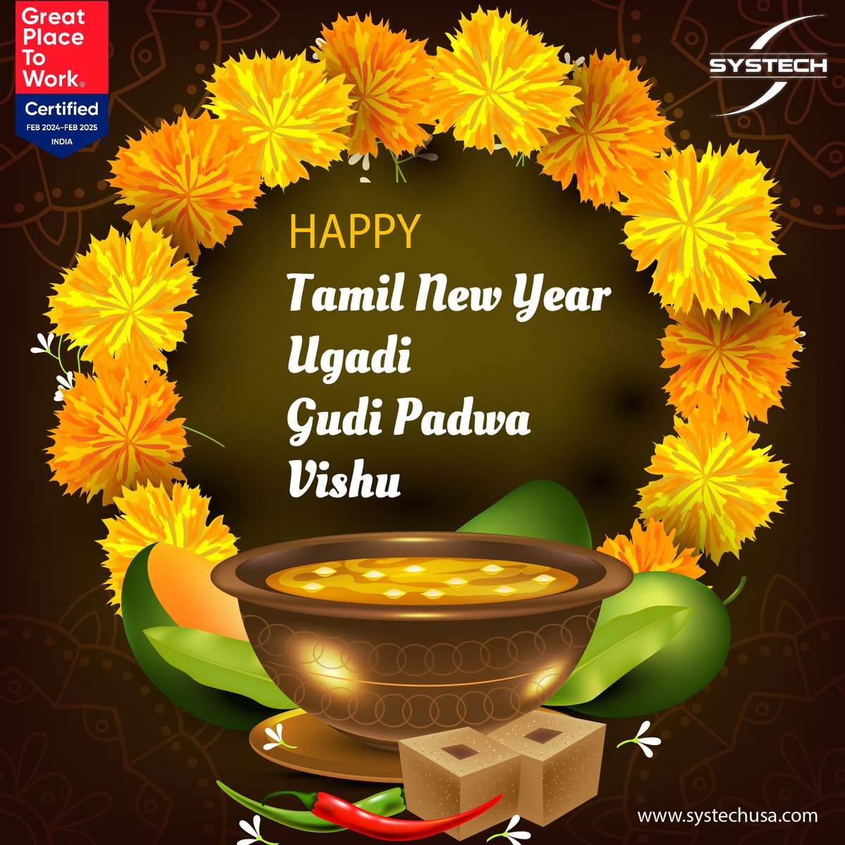 systechusa's tweet image. 🌟Ushering in the New year full of happiness, prosperity, and positivity. Here&apos;s wishing you a bright and colorful Tamizh Puththandu, Vishu, Ugadi, and Gudi Padwa! 🌼
#SystechCommunity #TamilNewYear #Vishu #Ugadi2024 #GudiPadwa2024 #WeAreSystech #SystechSquad #GreatPlaceToWork