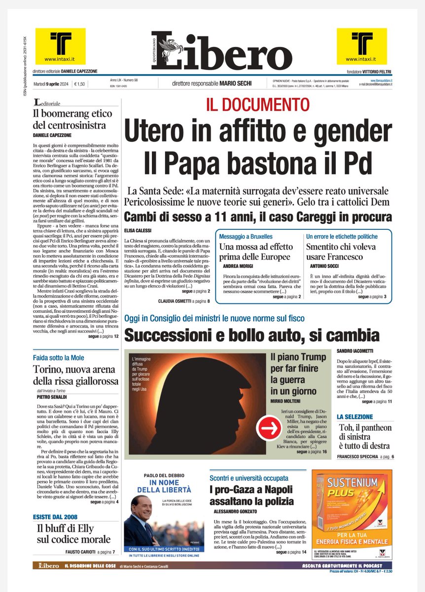 ✅la #primapagina di #Libero oggi in #edicola
✅#Insultano ma non vogliono pagare dazio: sono gli #intellettuali di questa #sinistra