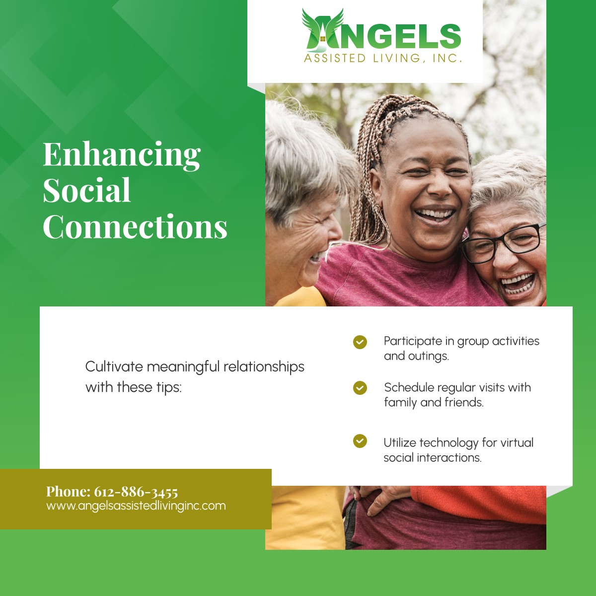 Social connections are vital for emotional well-being. Try these tips to foster meaningful relationships and combat loneliness. 

#SocialConnections #MinneapolisMN #AssistedLivingHome