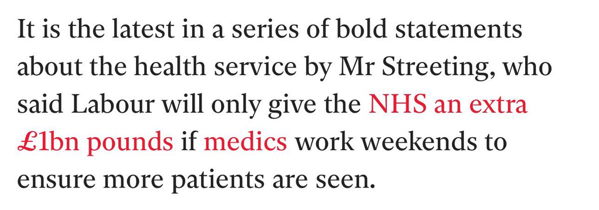 Hi @wesstreeting, I have worked weekends since I left medical school 12 years ago. Now as a consultant I still work 1 in 6 weekends providing county wide tertiary advice in Yorkshire. We don’t stop working on the weekends or the holidays, unlike MPs or Parliament 🙄