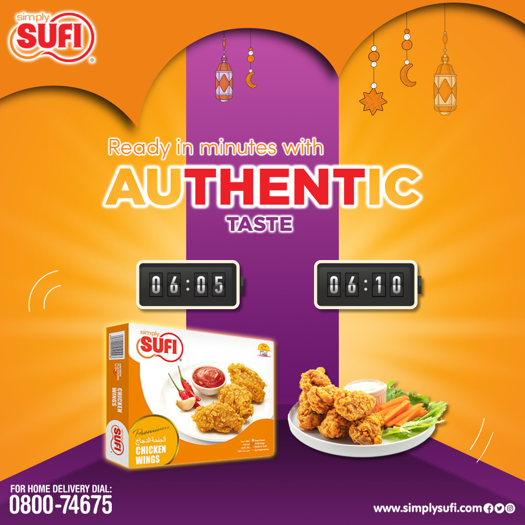Let your taste buds soar with our Chicken Wings. Enjoy the incredible flavor, ready in minutes at home.
 
#SimplySufi #SufiGroupOfCompanies #Ramadan #ChickenWings #frozenfood #food #readytoeat #readytocook #readymeal #delicious