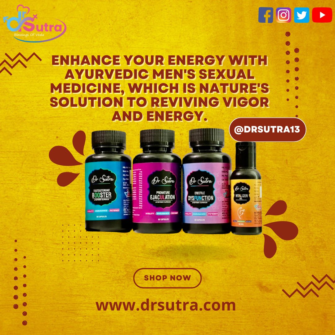 ENHANCE YOUR ENERGY WITH AYURVEDIC MEN'S SEXUAL MEDICINE, WHICH IS NATURE'S SOLUTION TO REVIVING VIGOR AND ENERGY.
.
.
More information Consult
📲 drsutravedacare@gmail.com
☎️+91 93505 06188
#sale #veda #ayurvedaproducts  #ayurvedalife #ayurvedaeveryday #ayurvedalifestyle