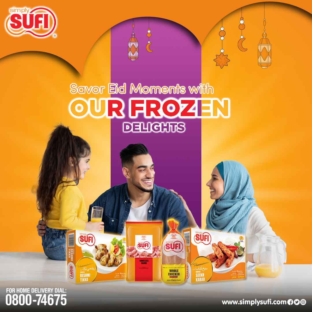 Celebrate your Eid festivities with Simply Sufi, a complete range of frozen products.

#SimplySufi #SufiGroupOfCompanies #Ramadan #ReshmiTikka #BonelessHandi #WholeChickenWithoutSkin #SeekhKabab #frozenfood #food #readytoeat #readytocook #readymeal #delicious