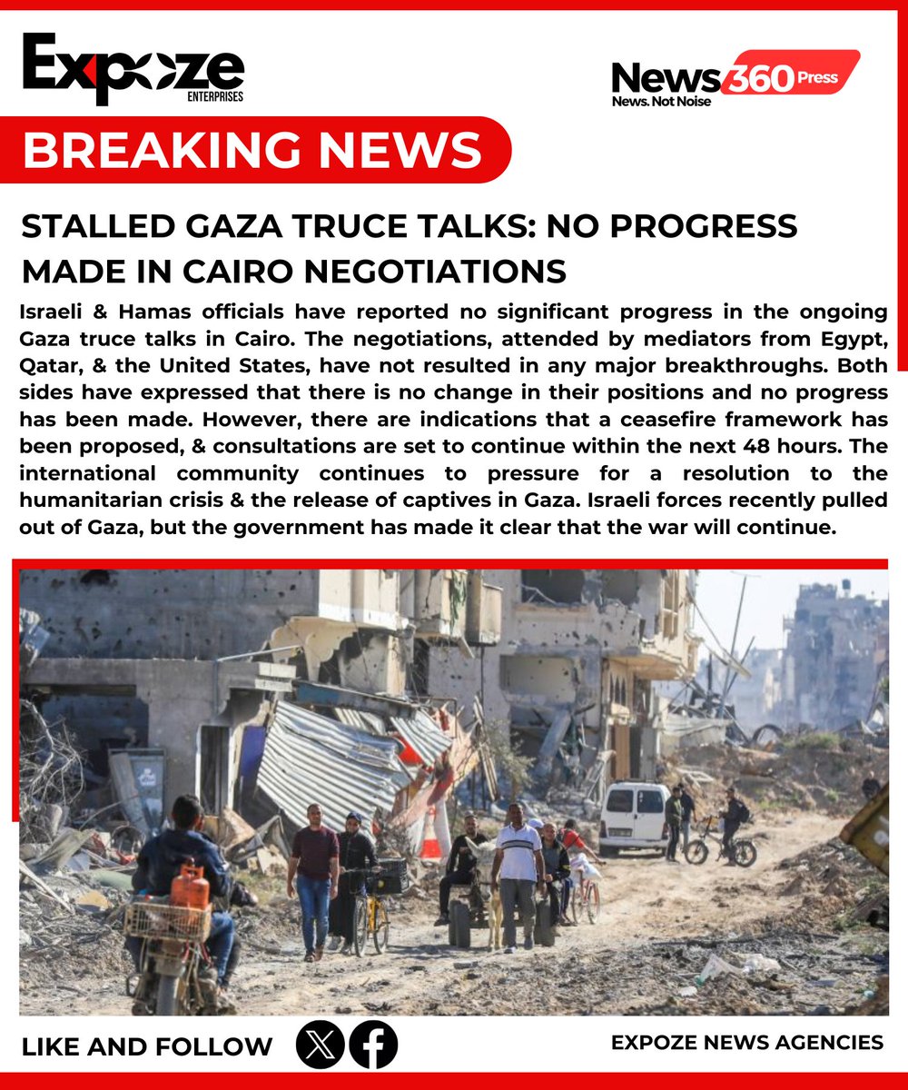 #BREAKING: Stalled Gaza Truce Talks: No Progress Made in Cairo Negotiations

#GazaTruce #StalledTalks #NoProgress #CairoNegotiations #PeaceProcess #MiddleEastConflict #DiplomaticEfforts #NegotiationFail #CeasefireAttempt #InternationalMediation #PeacefulResolution #TenseSituation
