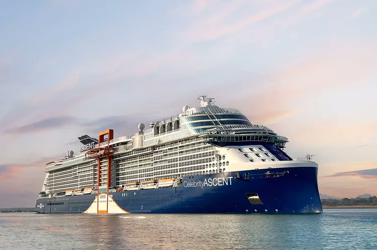SaffronLili's tweet photo. Celebrity Cruises Just Delivered Its Newest Ship, Which Sails the Caribbean This Winter — and I Was the First to See It

Celebrity Cruises just delivered the fourth ship in its Edge-class series: the Celebrity Ascent. I was the first to see it — take a look inside.

This week, I was one of the first to see the brand-new Celebrity Ascent as it was delivered from the shipyard in Saint-Nazaire, France. It's the fourth ship in Celebrity Cruises' Edge class and will sail the Caribbean this winter. On the same day, the cruise line announced that Edge-class ship No. 5, coming in 2025, will be called Celebrity Xcel.

Saint-Nazaire, a small coastal city in France, is one of the few places in the world where cruise ships are born. Cruise ships aren't built by cruise lines themselves, but rather by specialized manufacturers. In Saint-Nazaire is the Chantiers de l'Atlantique shipyard, established more than 160 years ago. They've just completed construction on Celebrity Cruises' newest vessel.

The day started quietly with the simple act of signing paperwork, which transferred control of Celebrity Ascent from Chantiers to Celebrity. Then, the fun began. More than 1,000 crew had already taken residence on board to prepare the ship for its departure from Saint-Nazaire, and they were joined by VIP guests, including government officials, Celebrity executives, and of course, the captains of the ship: brothers Dimitrios and Tasos Kafetzis. We all gathered on the sun deck to witness the traditional changing of the flag, from the French flag representing Chantiers to the American flag representing Celebrity.

"We have a lot of ceremonial affairs in our business, some of it superstitious in nature. The ability to kind of celebrate events like this is very special to us," said Jason Liberty, the president and CEO of Royal Caribbean Group, in an interview with Travel + Leisure.