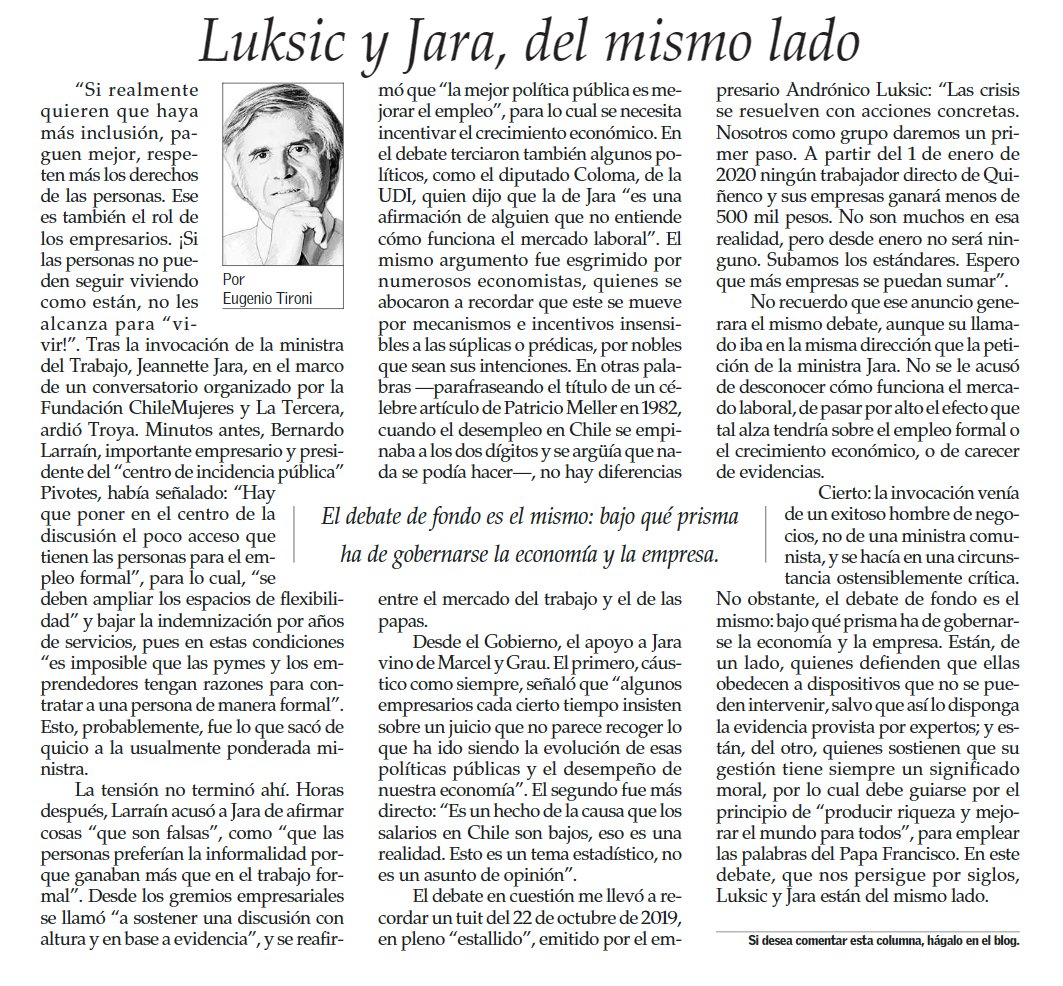 < luksic y Jara, del mismo lado > por @eugeniotironi @ElMercurio_cl 9abril2024