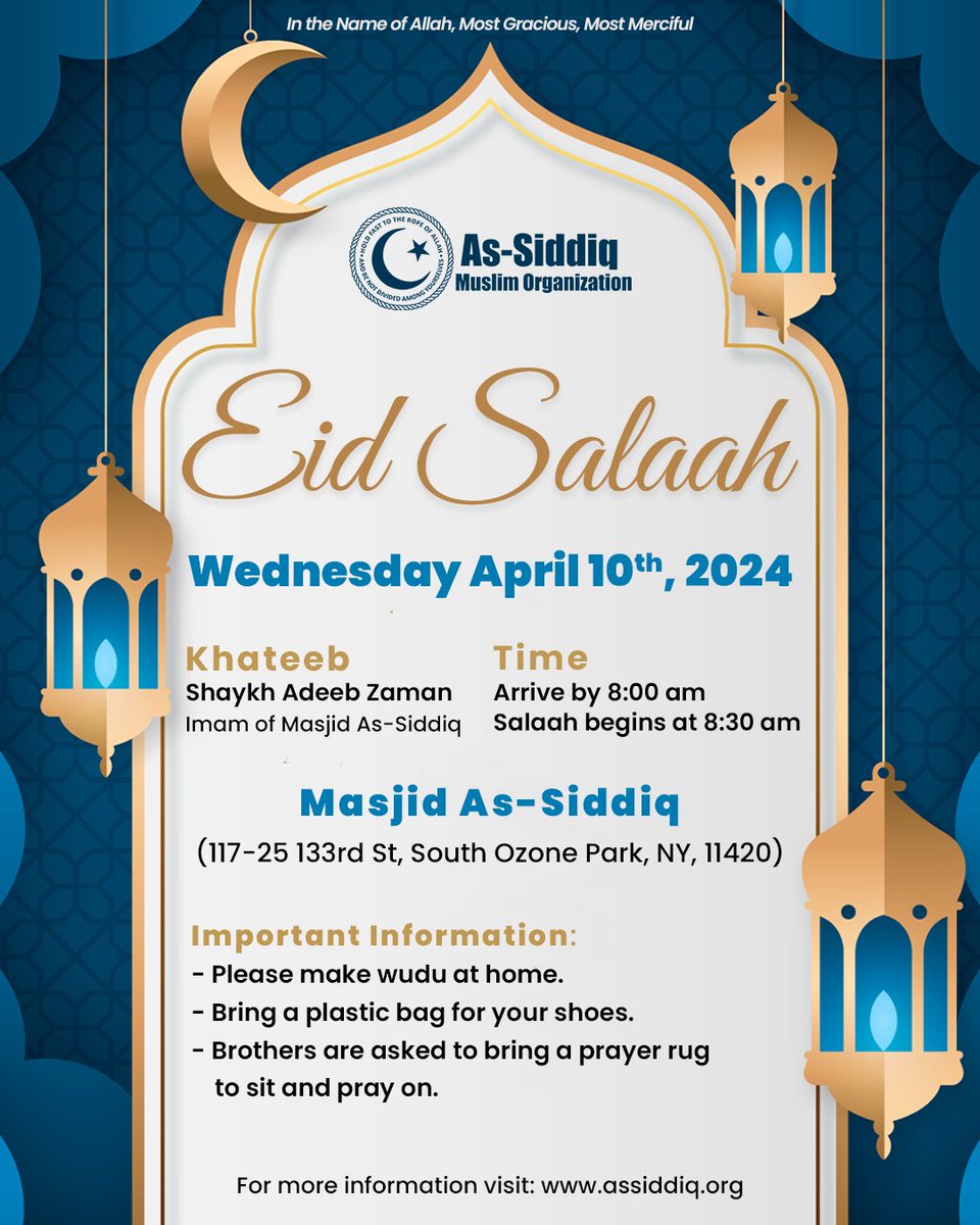 There has been NO confirmed sighting of the new crescent of Shawwaal. Therefore we will be completing 30 days of Ramadan (1445 A.H.) and Eid-ul-Fitr will be on Wednesday, April 10th, 2024. 
_
For Eid Salaah updates please visit go.assiddiq.org/eid