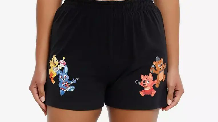 New chibi designs of Freddy Fazbear, Bonnie, Chica, and Foxy are featured on new soft shorts from Hot Topic! (Really just sharing this cuz these designs are adorable lol 😁) (Via: @HotTopic - Website) #fnaf #fivenightsatfreddys