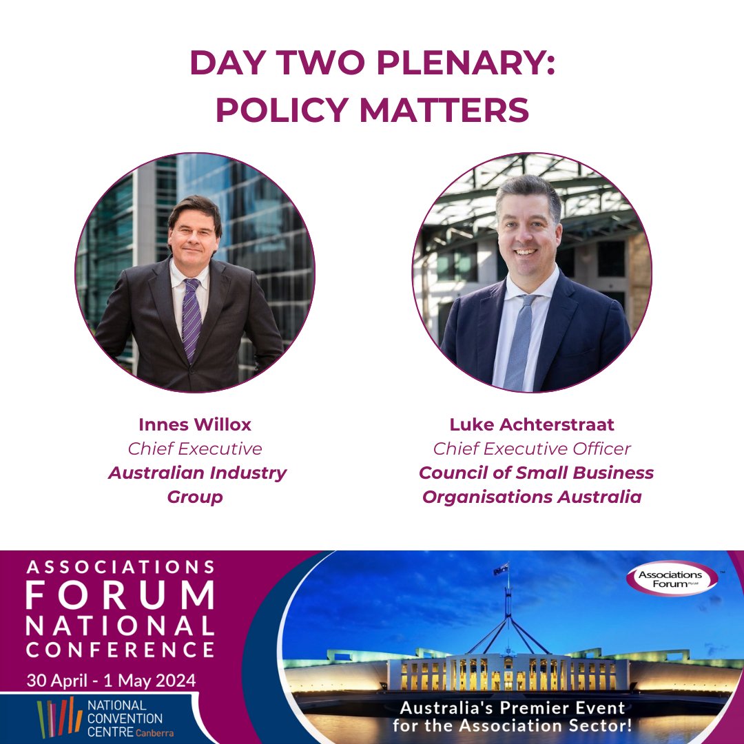 ONLY THREE WEEKS TO GO   

Join industry experts Innes Willox and Luke Achterstraat as they unpack the importance of policy for associations. Register here: afnc.associations.net.au/register.html  

#AFNC2024