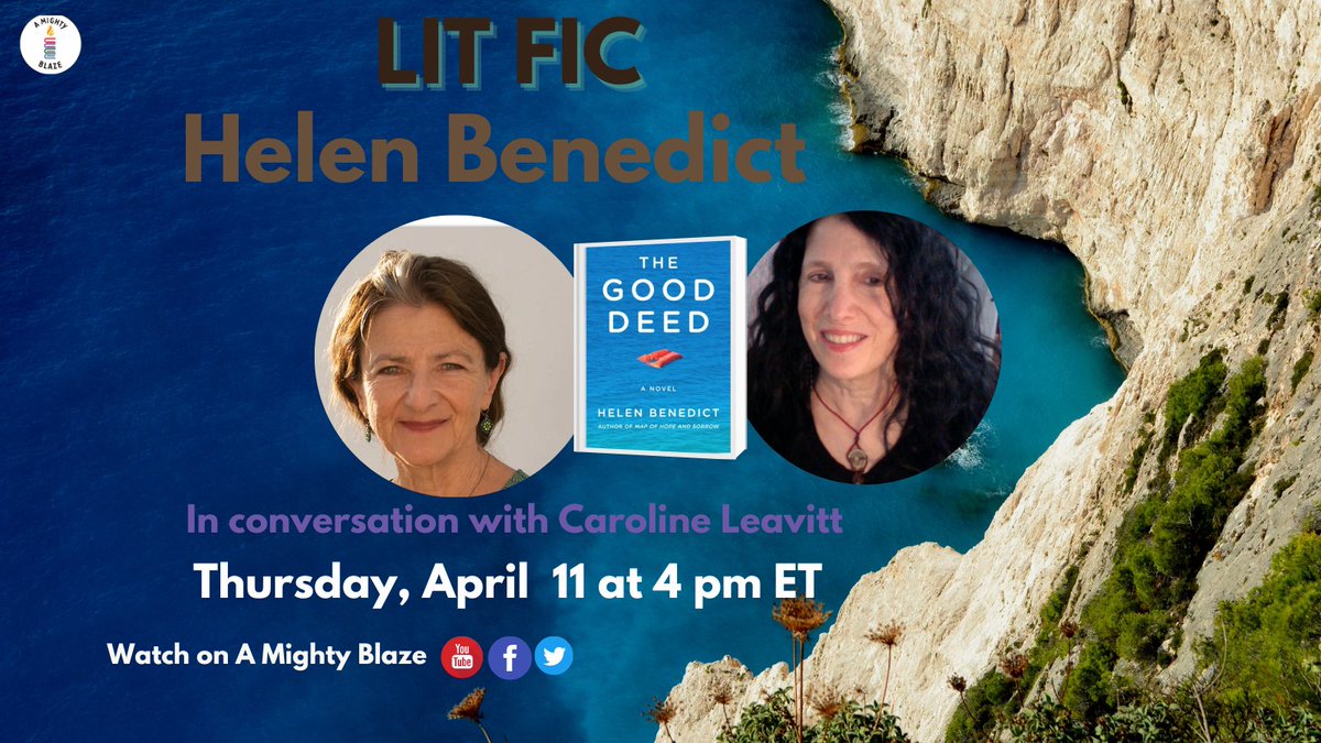 At the top of the hour, @Leavittnovelist welcomes @helenbenedict to LitFic for a lively discussion of her latest novel, 'The Good Deed.' Watch right here or on our YouTube channel➡️bit.ly/AMBYT. Leave any questions for Helen in the YT chat!