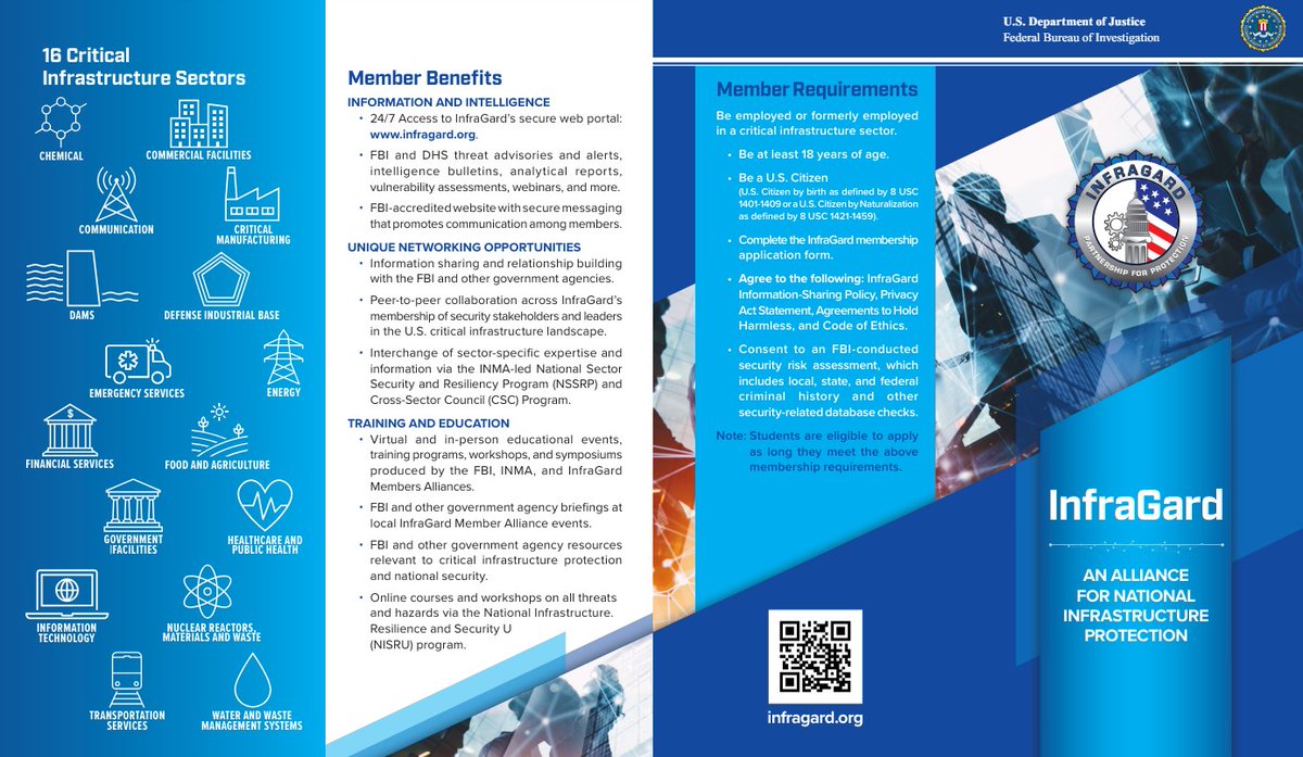 Want to be a part of protecting critical American infrastructure? InfraGard, a partnership program for seamless collaboration between the #FBI and members of the private sector, is now accepting applications for new members. Learn more: ow.ly/yX5O50RaVvB