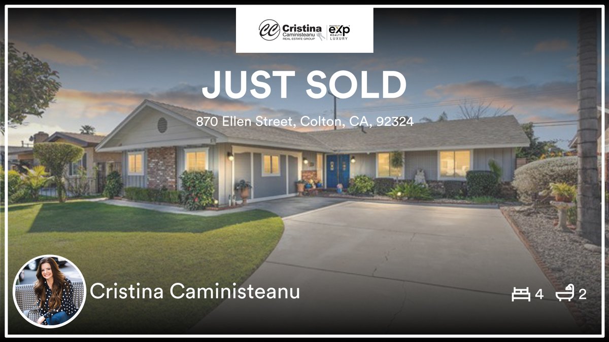 🛌 4 🛀 2
📍 870 Ellen Street, Colton, CA, 92324

My latest sale on RateMyAgent.
 01304425
rma.reviews/o5JouCYow5RQ

...
#ratemyagent #realestate #Caministeanu_Team