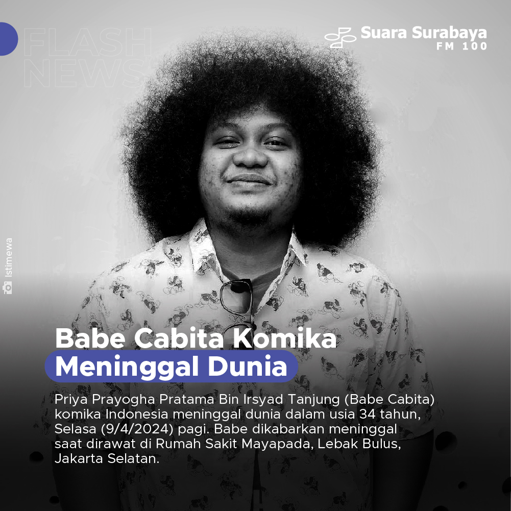 Kabar duka menyelimuti dunia komedi Tanah Air. Babe Cabita komika meninggal dunia, Selasa (9/4/2024) pagi. Sebelumnya, Babe dikabarkan menjalani perawatan di rumah sakit akibat penyakit anemia aplastik yang diidapnya pada 2023 lalu.

#flashnews #suarasurabaya #babecabita…