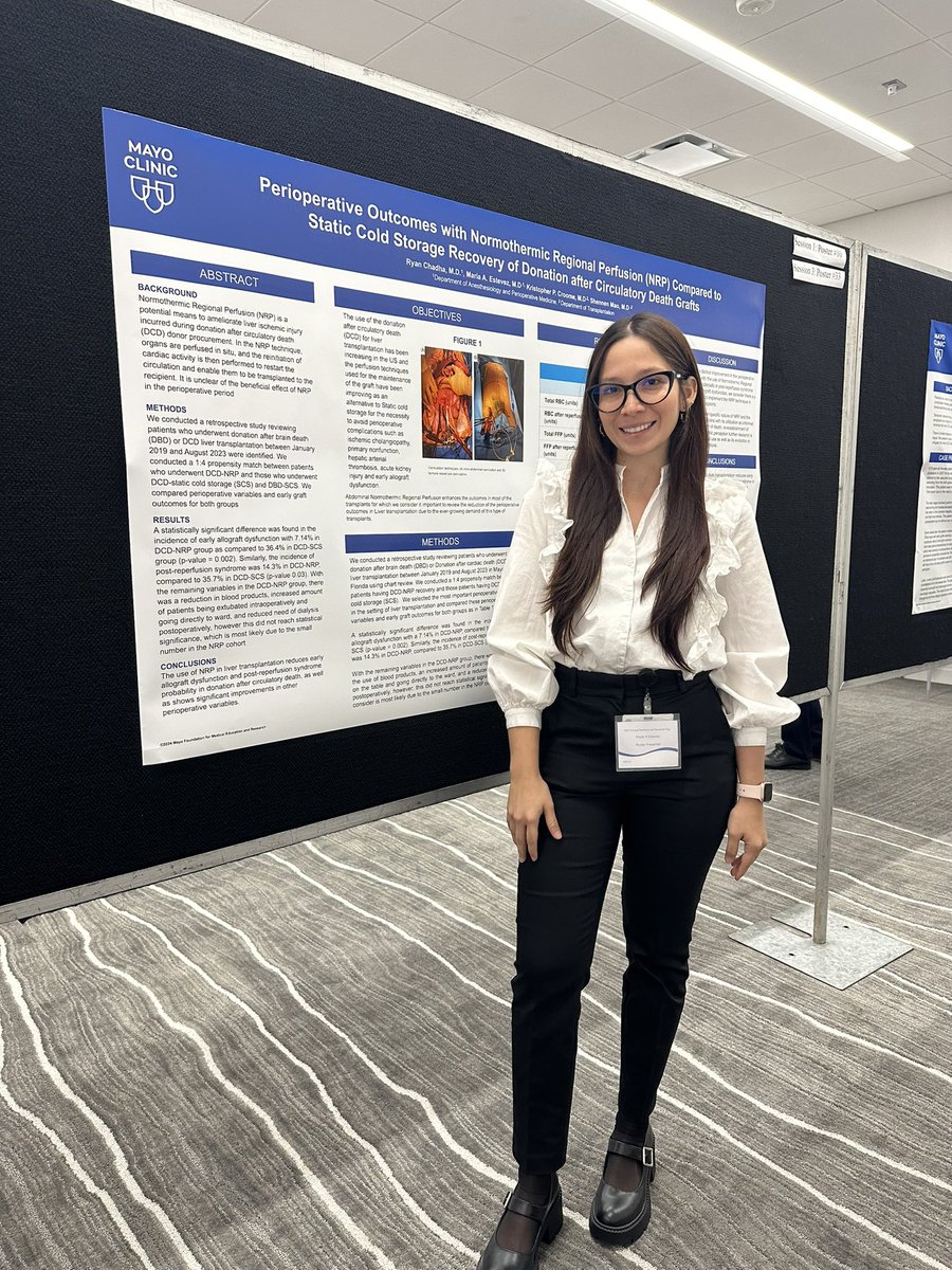 Maria A. Estevez (@mariaestevezh) on Twitter photo A sneak peek today at Postdoctoral research day, of one of the projects I’ve been working on alongside a wonderful team of liver transplant experts, an amazing team.
#NRP #DCD
<a href="/RyanChadha1/">Ryan Chadha</a> <a href="/KrisCroome/">KrisCroome</a> <a href="/ShennenMao/">Shennen Mao, MD</a>
<a href="/MayoAnesthesia/">Mayo Clinic Department of Anesthesiology</a> <a href="/MayoTransplant/">Mayo Clinic Transplant</a>
<a href="/MayoMrfa/">Mayo Research Fellows’ Association (MRFA)</a> #researchday A sneak peek today at Postdoctoral research day, of one of the projects I’ve been working on alongside a wonderful team of liver transplant experts, an amazing team.
#NRP #DCD
<a href="/RyanChadha1/">Ryan Chadha</a> <a href="/KrisCroome/">KrisCroome</a> <a href="/ShennenMao/">Shennen Mao, MD</a>
<a href="/MayoAnesthesia/">Mayo Clinic Department of Anesthesiology</a> <a href="/MayoTransplant/">Mayo Clinic Transplant</a>
<a href="/MayoMrfa/">Mayo Research Fellows’ Association (MRFA)</a> #researchday