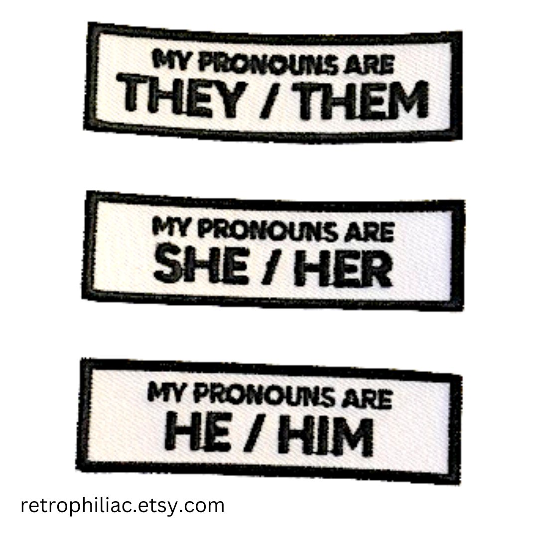 🌟✨ Pronoun patches now included in my sale until month-end! ✨🌟 #InclusiveFashion #SaleAlert 🛍️