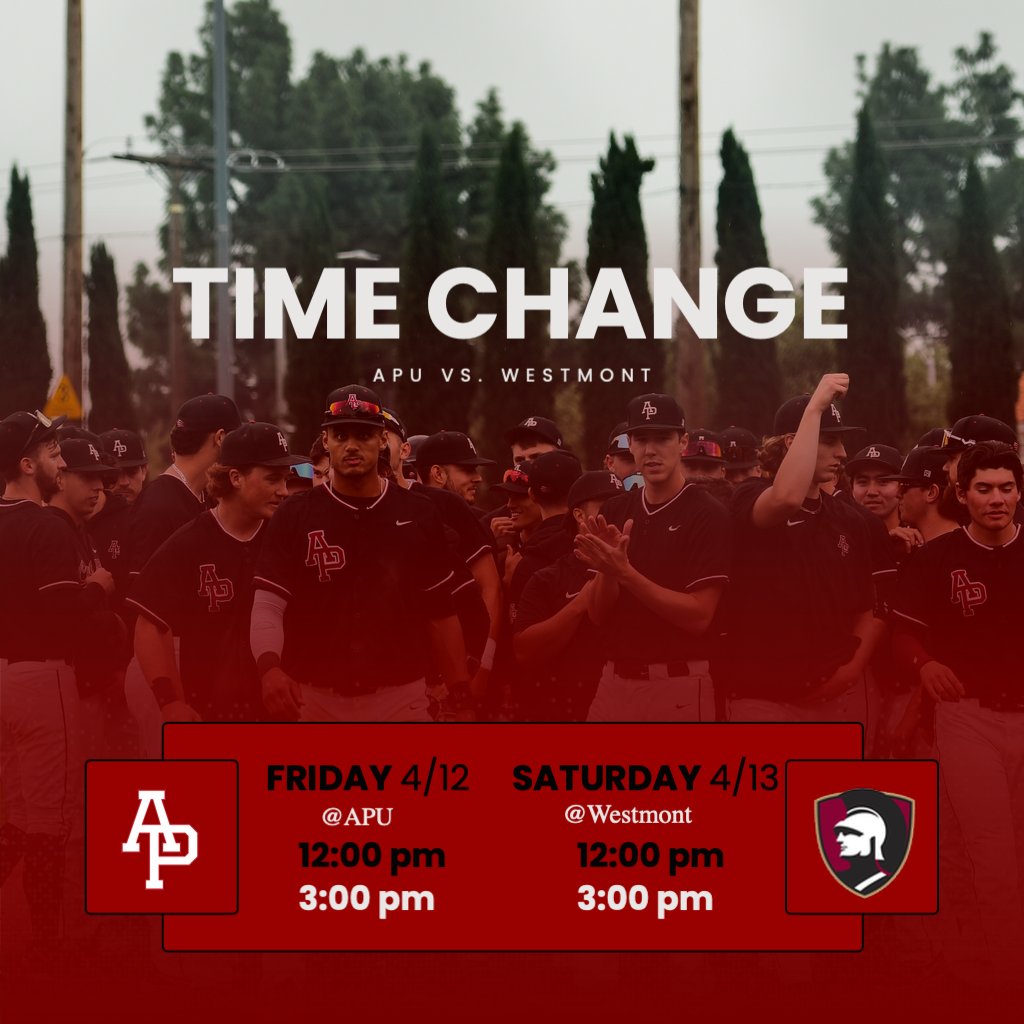 Friday and Saturday’s double headers against Westmont will both start at 12pm this weekend.

#212