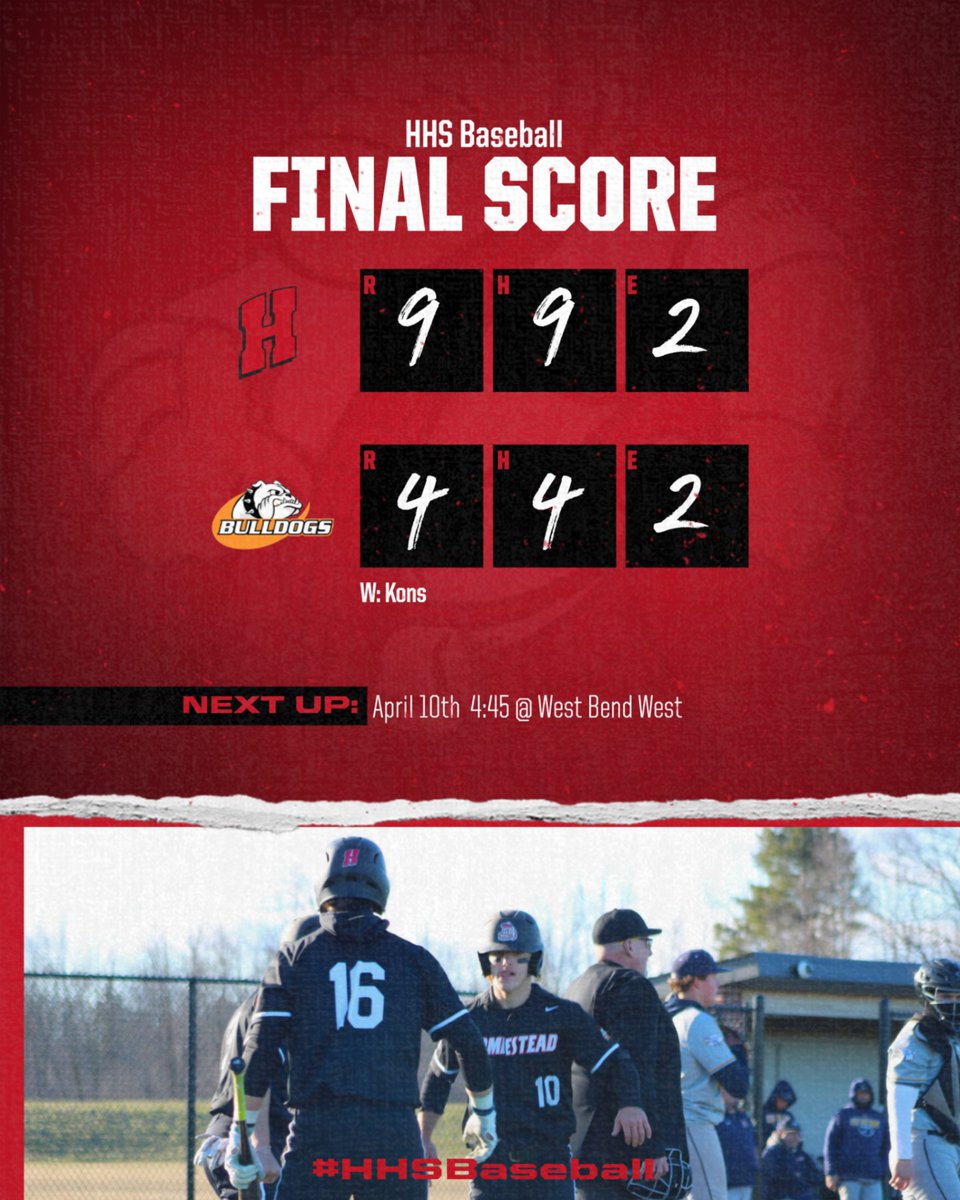 Opened up conference play with a big Win over cross town rival Cedarburg Bulldogs. Will Kons picked up the win in relief of starting pitcher Deed Capper. Beni Levine had 2 hits on the night and Paul Neutzel crushed a 2 run homer in the bottom of the 6th that may still be going!