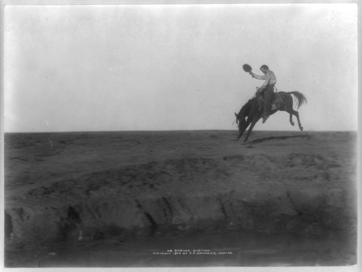 XIT cowboy riding a bucking bronco on the plains of the Texas panhandle.

📷 1904 by C.A. Kendrick

#XITRanch
#TenInTexas
#BroncRiding
#Cowboy
#RanchLife
#WildWest
#PhotoOfTheDay
#Photography
#Texas
#Panhandle