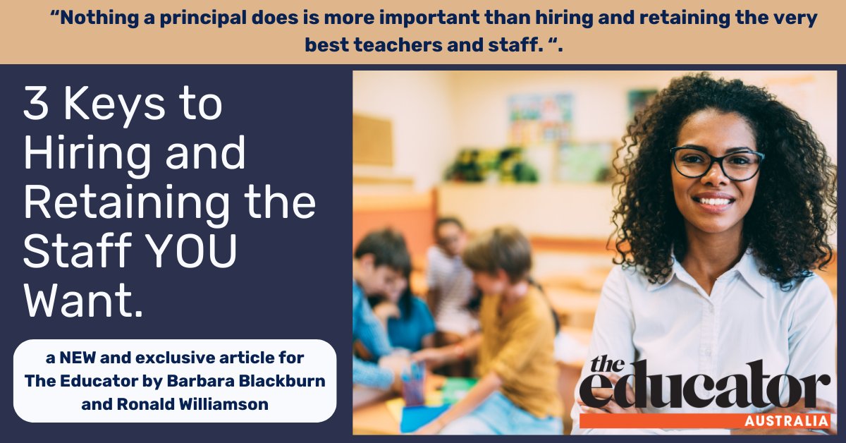 'Nothing a principal does is more important than hiring and retaining the very best teachers and staff - as they are the day-to-day face of our schools. I hope you can read our new article on what remains an important and topical discussion'. @RoutledgeEOE theeducatoronline.com/k12/news/3-key…