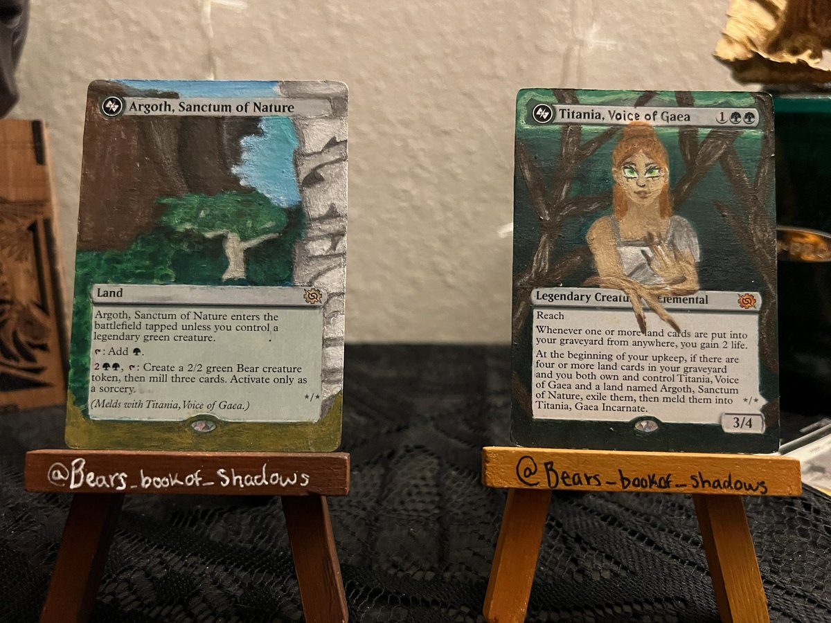 I completed the front side of these two cards!! This was a commission for a good friend of mine! 

Yes I have been against their Titania commander deck, and yes it did suck 😂

#mtgproxy