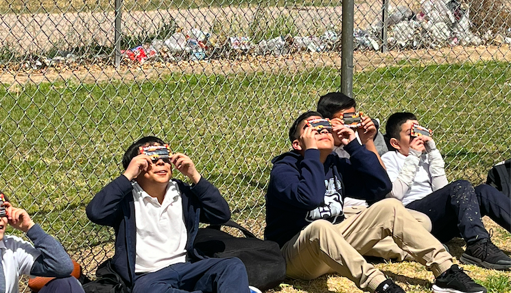 Witnessing the magic of the solar eclipse at Guillen Middle School! Exploring the mysteries of the universe together 🌞🌒
